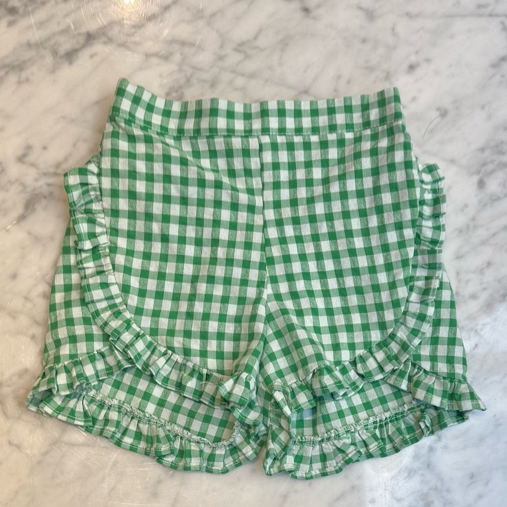 Birinit Petit Charming Green Checkered Kids Shorts